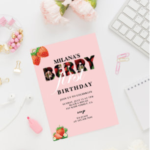 Invitation Fraise 1er anniversaire Berry First