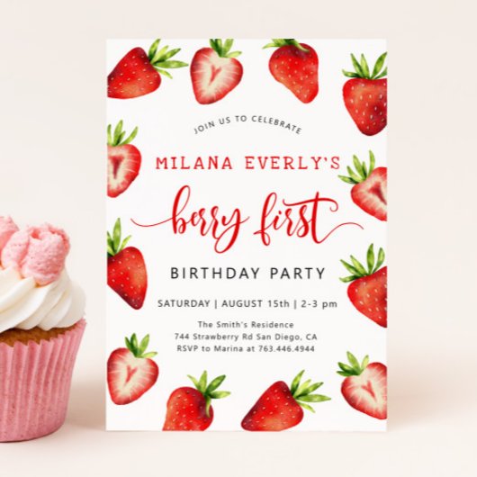 Invitation Fraise 1er anniversaire | Berry First