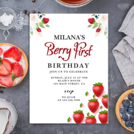 Invitation Fraise 1er anniversaire | Berry First