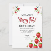Invitation Fraise 1er anniversaire | Berry First (Devant)