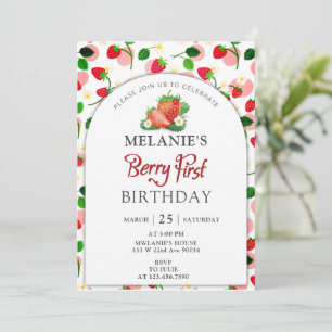 Invitation Fraise 1er anniversaire Berry First