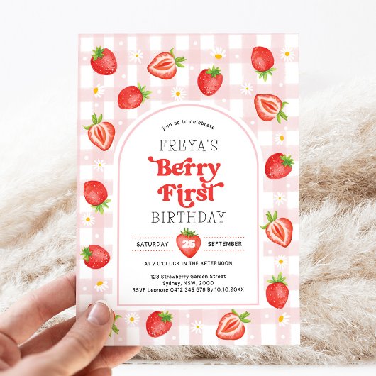 Invitation Fraise 1er anniversaire | Berry First Girl Party