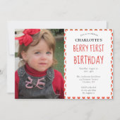 Invitation Fraise 1er anniversaire Berry First Photo Party (Devant)