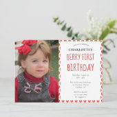 Invitation Fraise 1er anniversaire Berry First Photo Party (Debout devant)