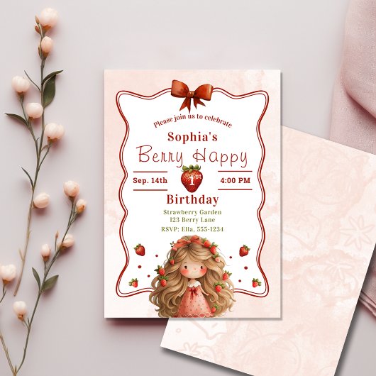 Invitation Fraise 1er anniversaire | Berry Happy Theme
