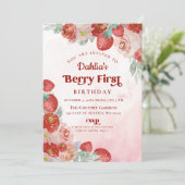 Invitation Fraise 1er anniversaire Berry Premier anniversaire (Debout devant)