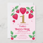 Invitation Fraise 1er anniversaire Berry Premier anniversaire (Devant)