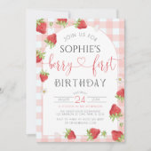 Invitation Fraise 1er anniversaire Berry Premier anniversaire (Devant)