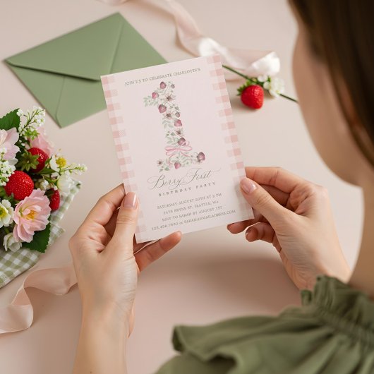 Invitation Fraise 1er anniversaire Berry Premier anniversaire