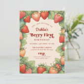 Invitation Fraise 1er anniversaire Berry Premier anniversaire (Debout devant)