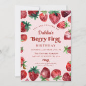 Invitation Fraise 1er anniversaire Berry Premier anniversaire (Devant)