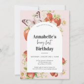 Invitation Fraise 1er anniversaire Berry Première fête (Devant)