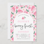 Invitation Fraise 1er anniversaire Berry Première fête d'anni (Devant)
