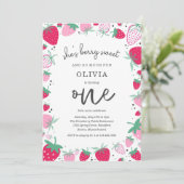 Invitation Fraise 1er anniversaire Berry Première fête d'anni (Debout devant)