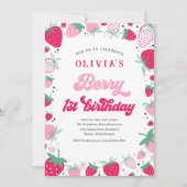 Invitation Fraise 1er anniversaire Berry Première fête d'anni (Devant)
