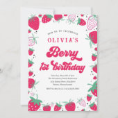 Invitation Fraise 1er anniversaire Berry Première fête d'anni (Devant)