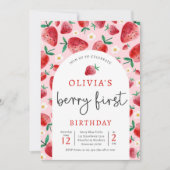 Invitation Fraise 1er anniversaire Berry Première fête d'anni (Devant)