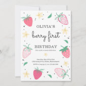Invitation Fraise 1er anniversaire Berry Première fête d'anni (Devant)
