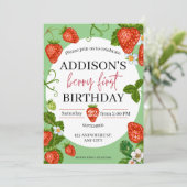 Invitation Fraise 1er anniversaire Berry Sweet (Debout devant)