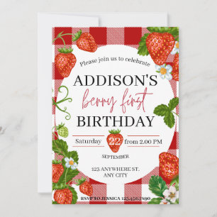 Invitation Fraise 1er anniversaire Berry Sweet