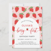 Invitation Fraise 1er Anniversaire Fête Berry 1er (Devant)