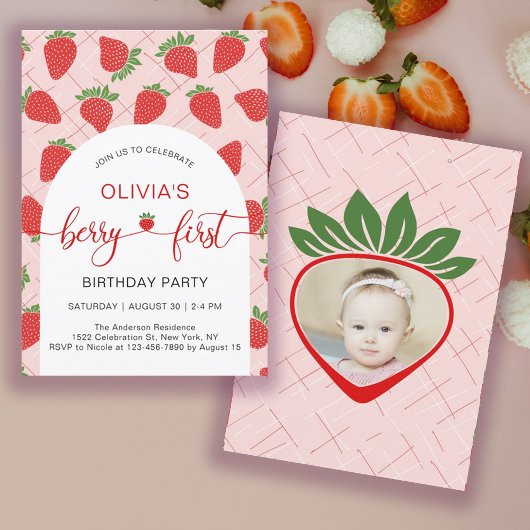Invitation Fraise 1er Anniversaire Fête Berry 1er
