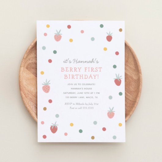 Invitation Fraise 1er Anniversaire Fête Berry Premier Anniver