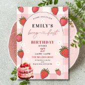 Invitation Fraise 1er Anniversaire Fête Berry Premier Anniver