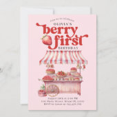 Invitation Fraise 1er Anniversaire Fête Berry Première Fille (Devant)