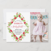 Invitation Fraise 1er Anniversaire Fête Berry Première photo (Devant)