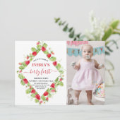 Invitation Fraise 1er Anniversaire Fête Berry Première photo (Debout devant)