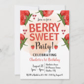 Invitation Fraise 1er anniversaire fête Berry Sweet (Devant)