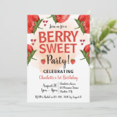 Invitation Fraise 1er anniversaire fête Berry Sweet (Debout devant)