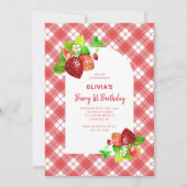 Invitation Fraise 1er anniversaire Photo (Devant)