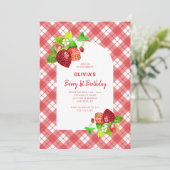 Invitation Fraise 1er anniversaire Photo (Debout devant)