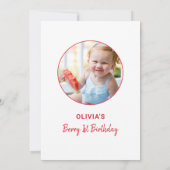 Invitation Fraise 1er anniversaire Photo (Dos)