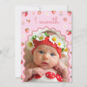 Invitation Fraise 1er anniversaire Photo Jalon Bannière (Devant)