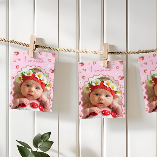 Invitation Fraise 1er anniversaire Photo Jalon Bannière