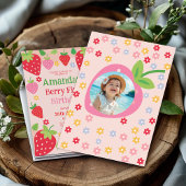 Invitation fraise 1er anniversaire, premier anniversaire de b
