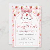 Invitation Fraise 1ère aquarelle Berry Premier anniversaire (Devant)