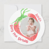 Invitation Fraise 1ère mignonne Berry Anniversaire Photo (Devant)