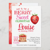 Invitation Fraise 2e fête d'anniversaire Berry Anniversaire d (Devant / Derrière)