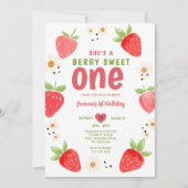 Invitation Fraise à la main Sweet One Berry 1er anniversaire (Devant)