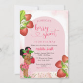 Invitation Fraise Africaine Fille Berry Baby shower doux (Devant)