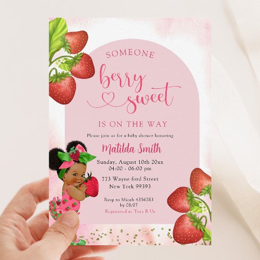 Invitation Fraise Africaine Fille Berry Baby shower doux