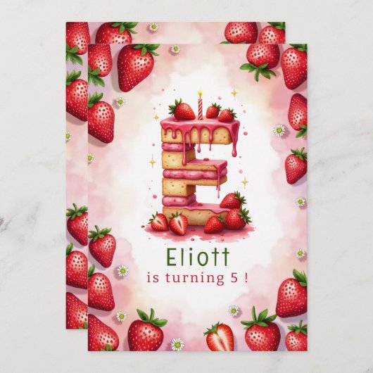 Invitation Fraise Anniversaire Lettre d'invitation E Thème de (Devant / Derrière)