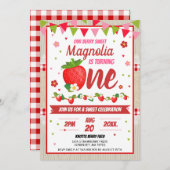 Invitation Fraise Anniversaire Rouge Camco Blanket Sweet Part (Devant / Derrière)