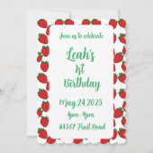 Invitation Fraise Anniversaire Thème de fête (Dos)