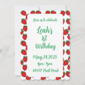 Invitation Fraise Anniversaire Thème de fête (Devant)