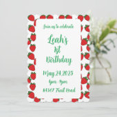 Invitation Fraise Anniversaire Thème de fête (Debout devant)